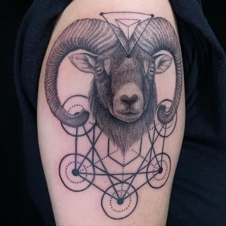 Aries Dotwork Style tattoo in arm