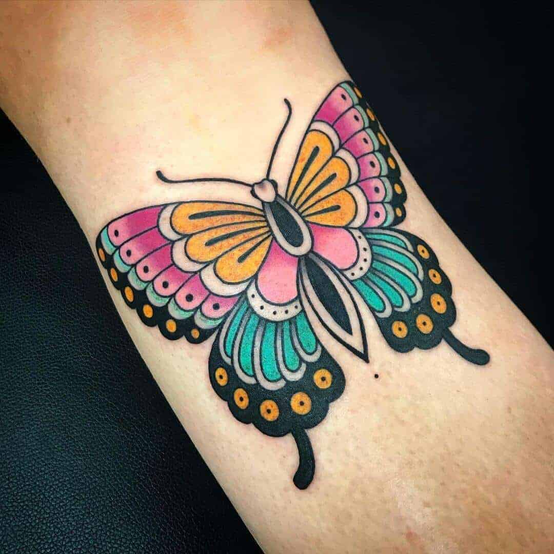 multi color butterfly tattoo