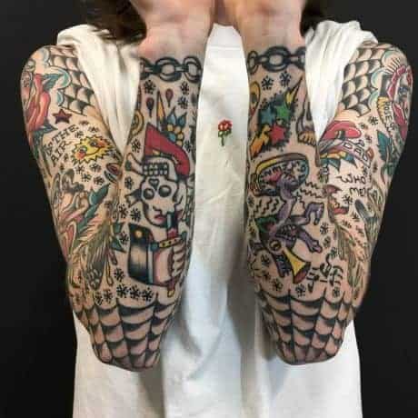 Star Traditional sleeve tattoo