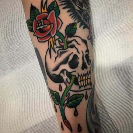 Traditional Skull tattoo on arm