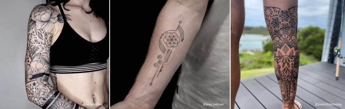 geometric tattoos by different artists