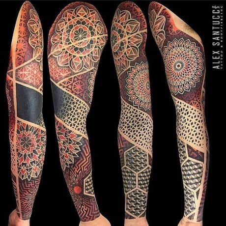 Colorful Geometric armsleeve tattoo