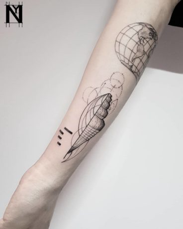 Geometric Shell tattoo on arm