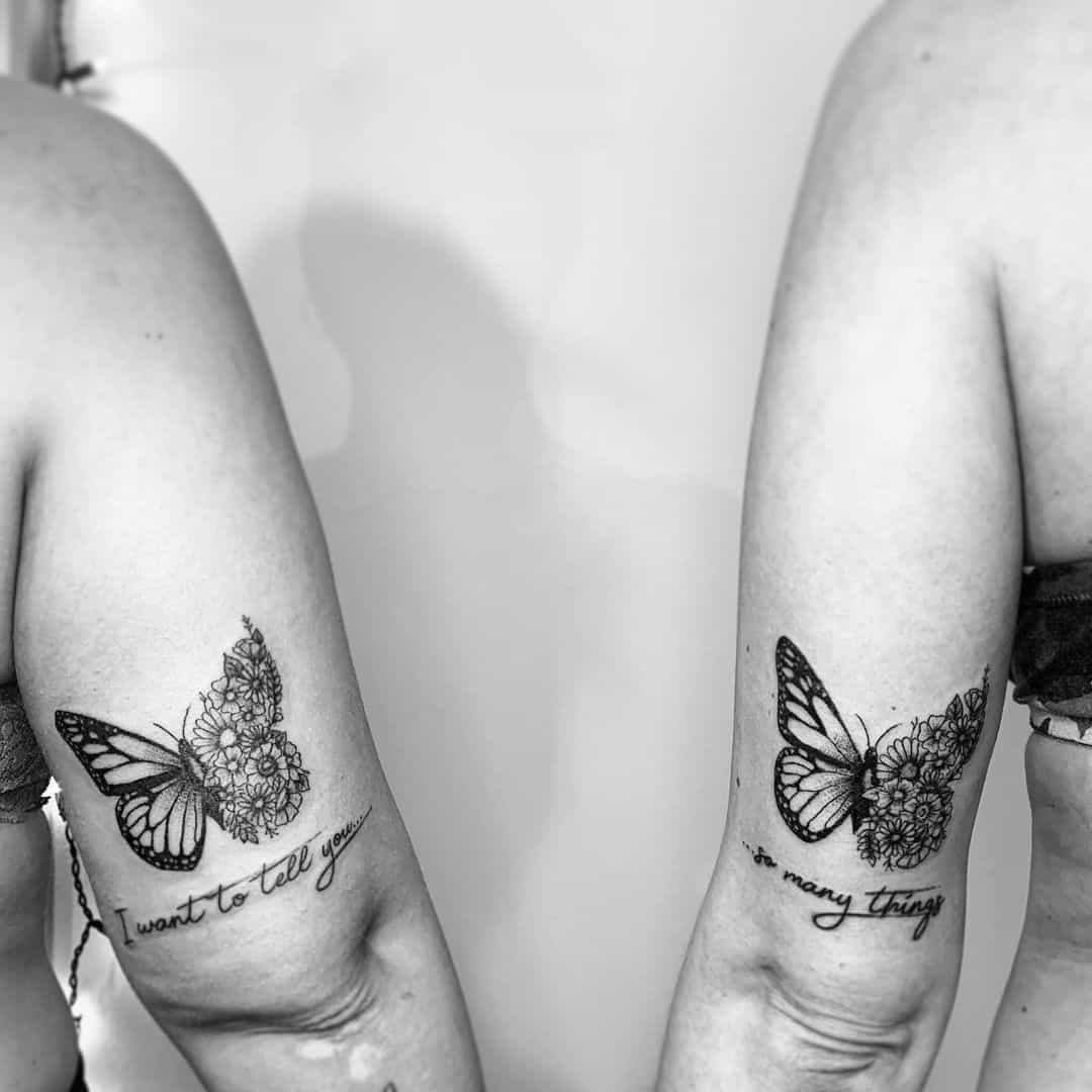 Besties butterfly tattoo on arm