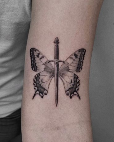 butterfly tattoo in forearm by davidm.tattoo