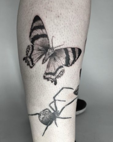 butterfly tattoo  on leg