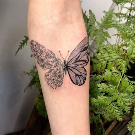 flower wing of butterfly by tattoo artist capu tattoo