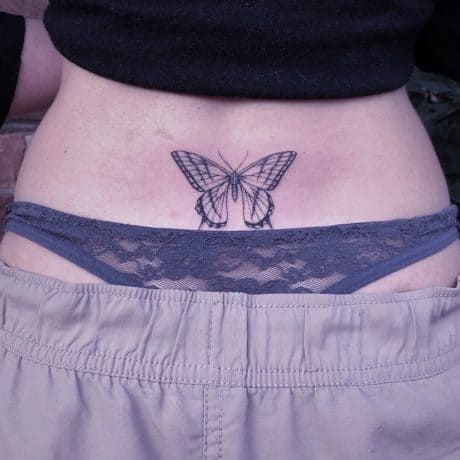 butterfly tattoo on lower back