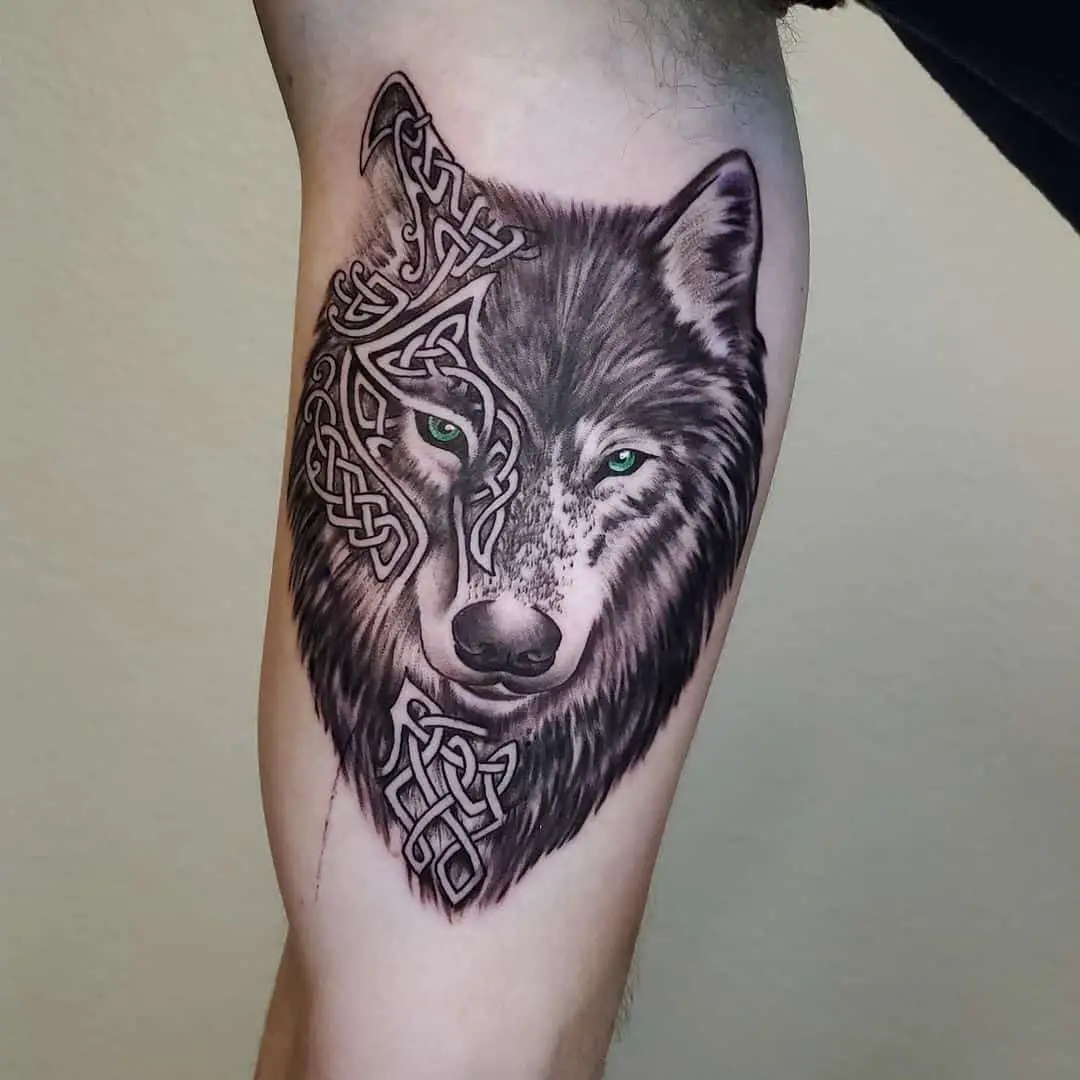 antonioduran1 celtic wolf head tattoo on arm
