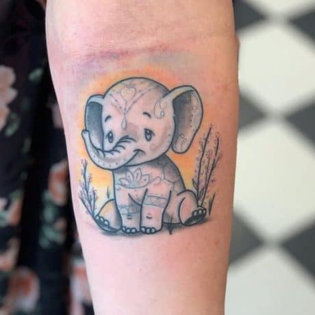 baby elephant tattoo by angryelephanttattoos
