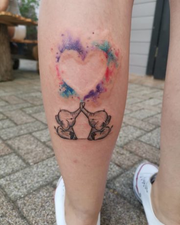 baby elephant tattoo by colorful therapy