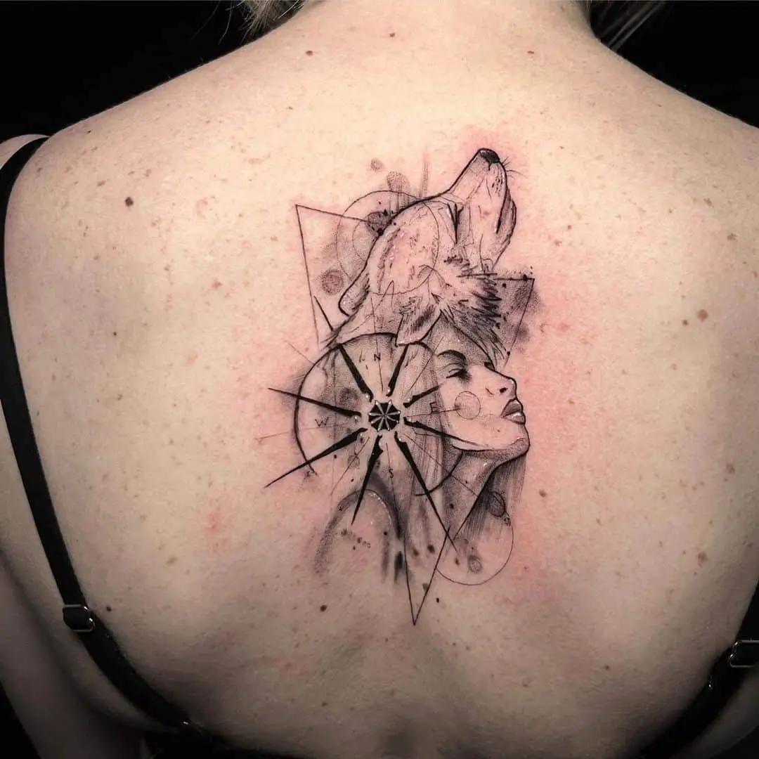 back tattoo on women and wolf by fvjaa.tattoo