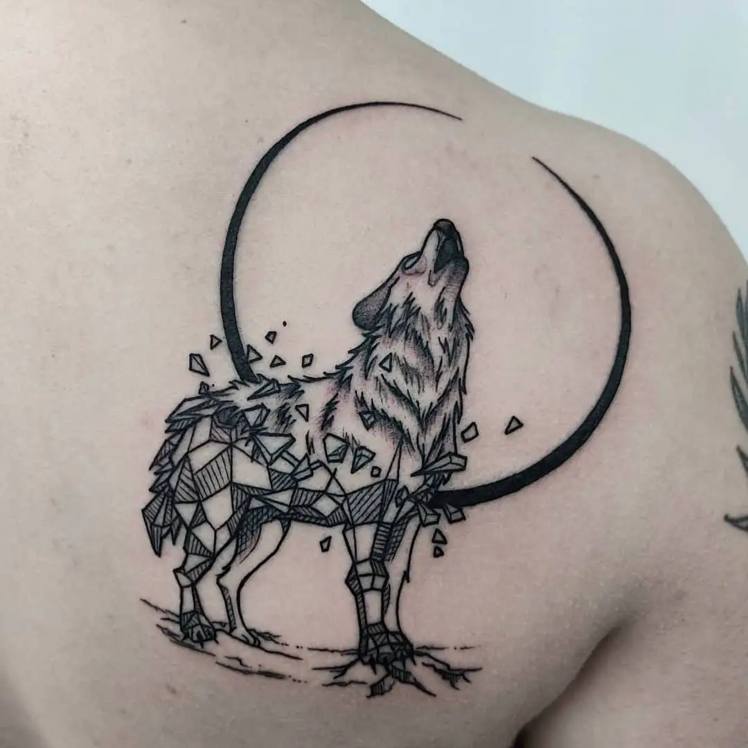 doppelgangxrl unique style howling wolf tattoo