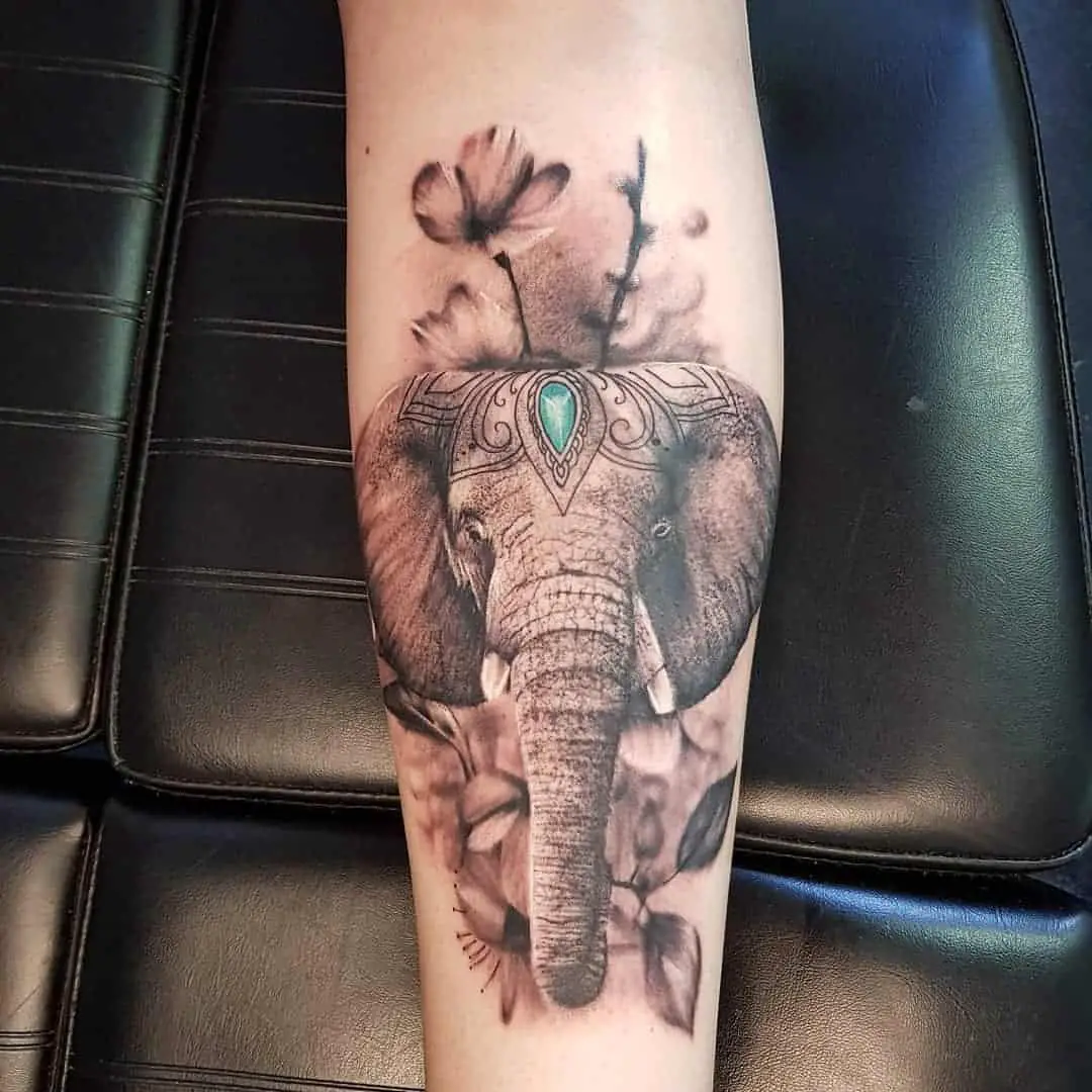 head tattoo of elephant