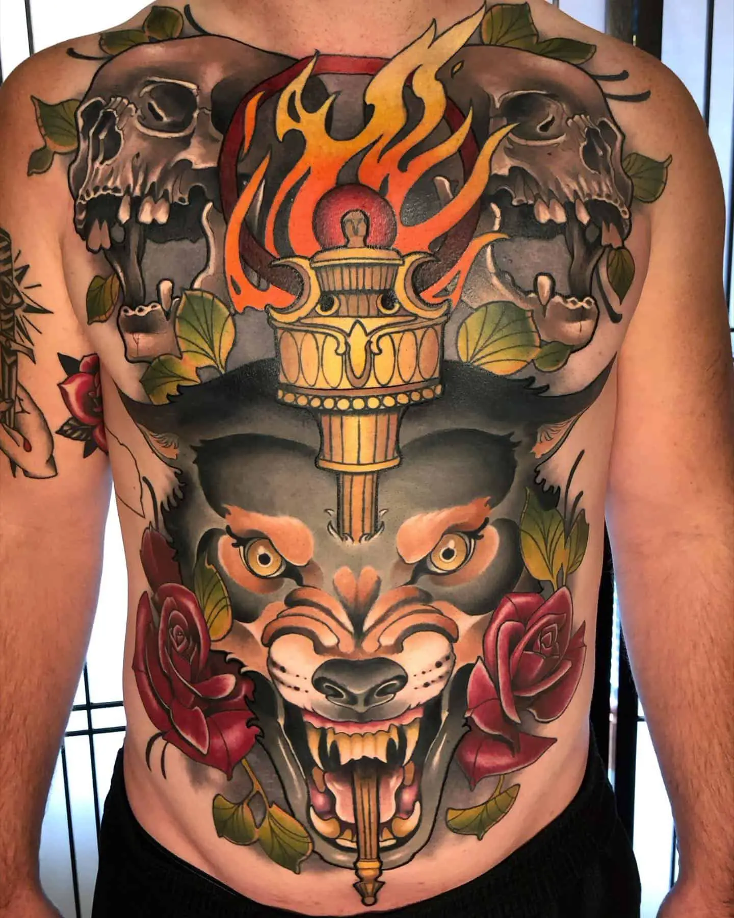 full bodied wolf tattoo