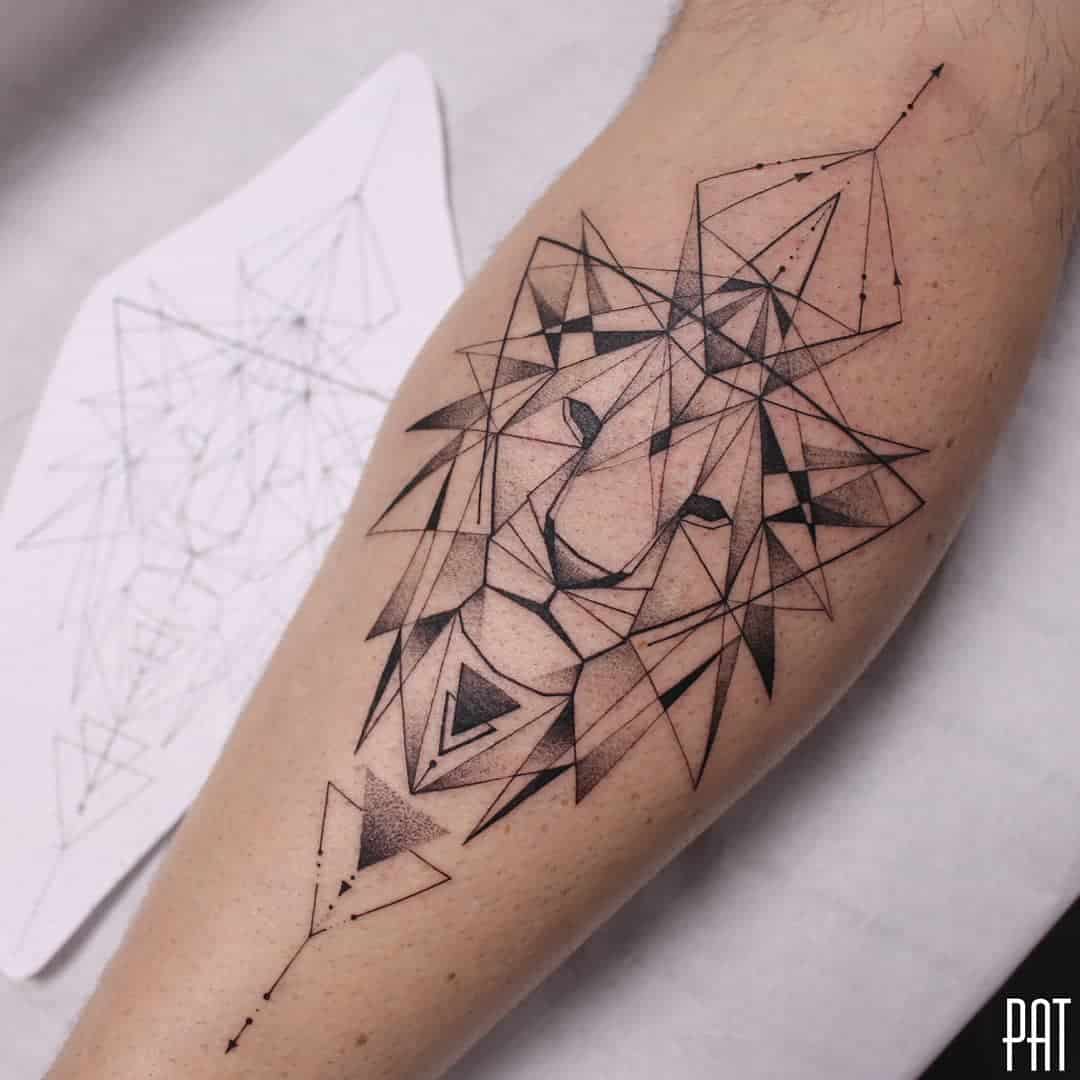 geometric lion tattoo