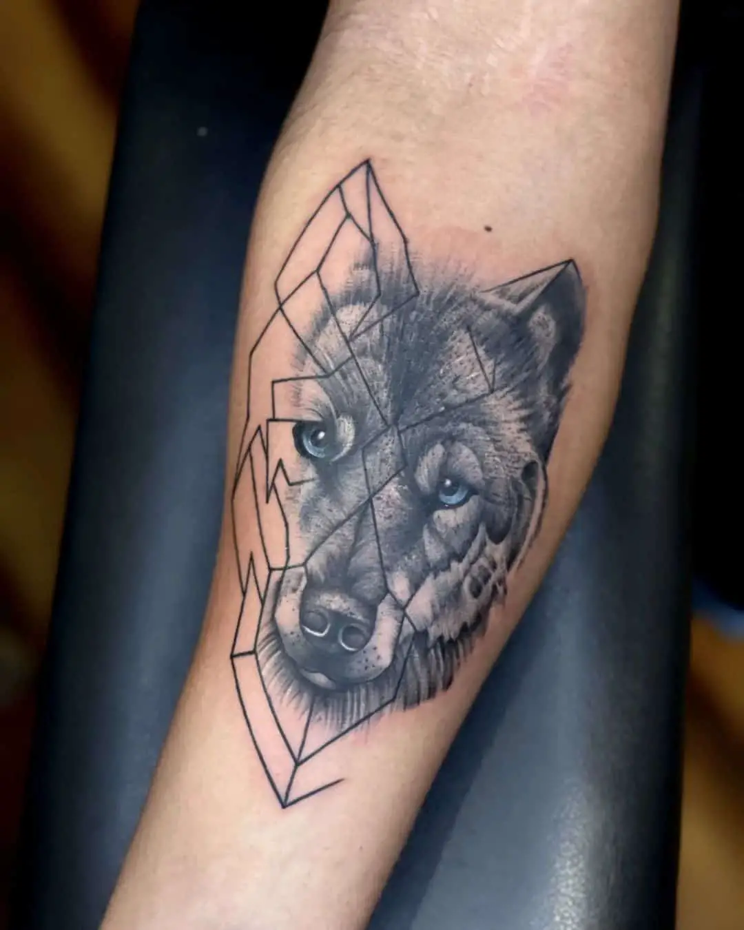 Wolf tattoo on forearm