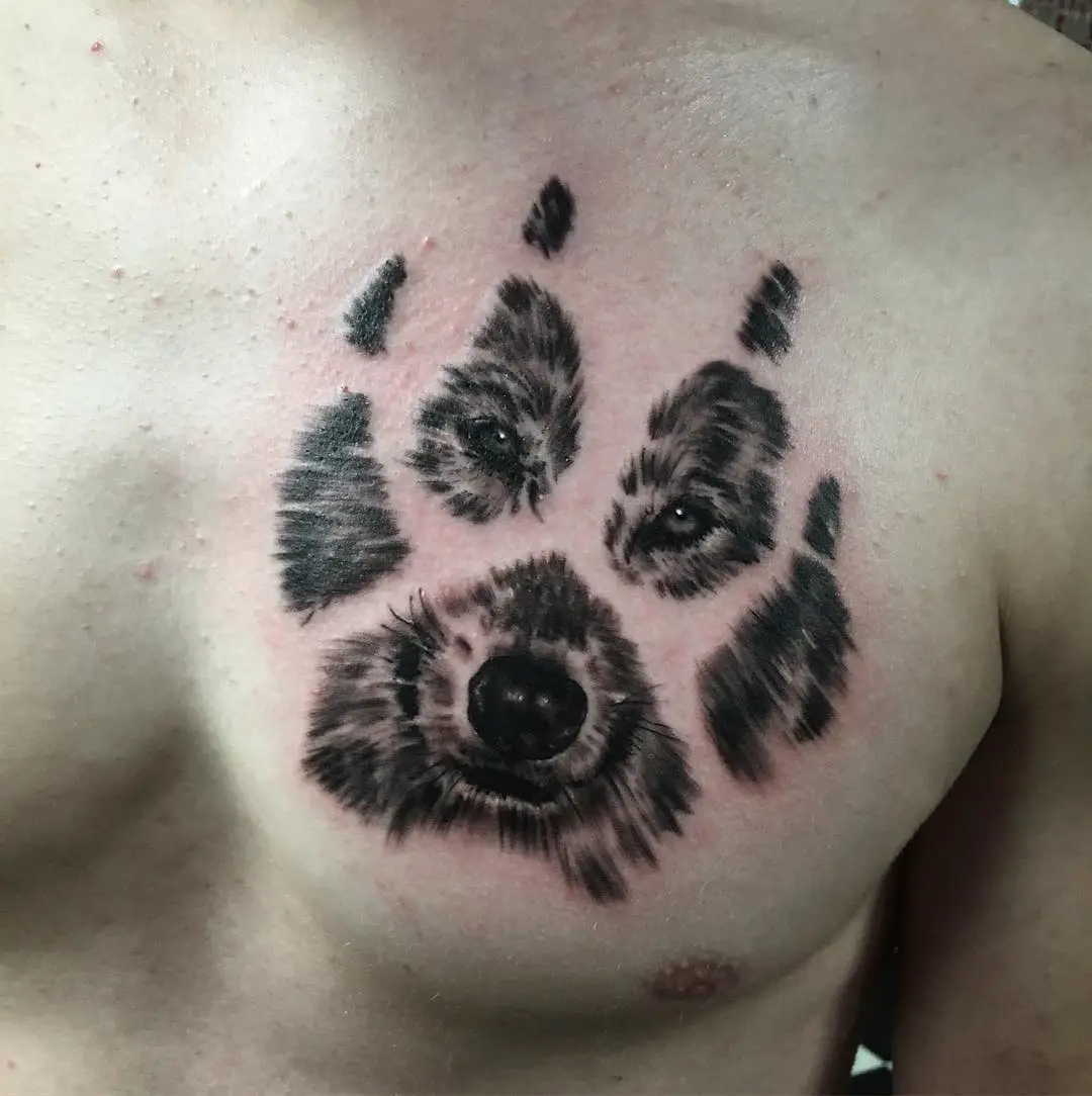jessikaelo tattoowolf paw tattoo on chest