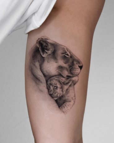 lioness and cub tattoo