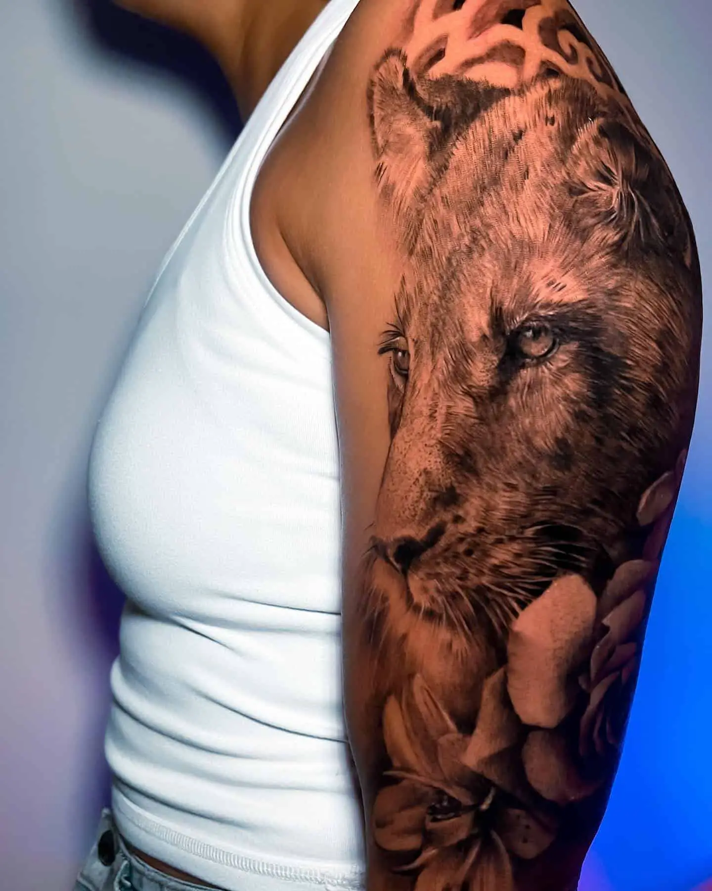 lion tattoo on shoulder