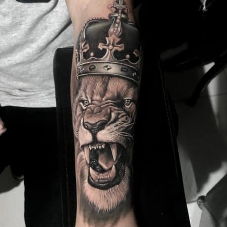 Lion realistic realism chest and back tattoo by Haylo: TattooNOW