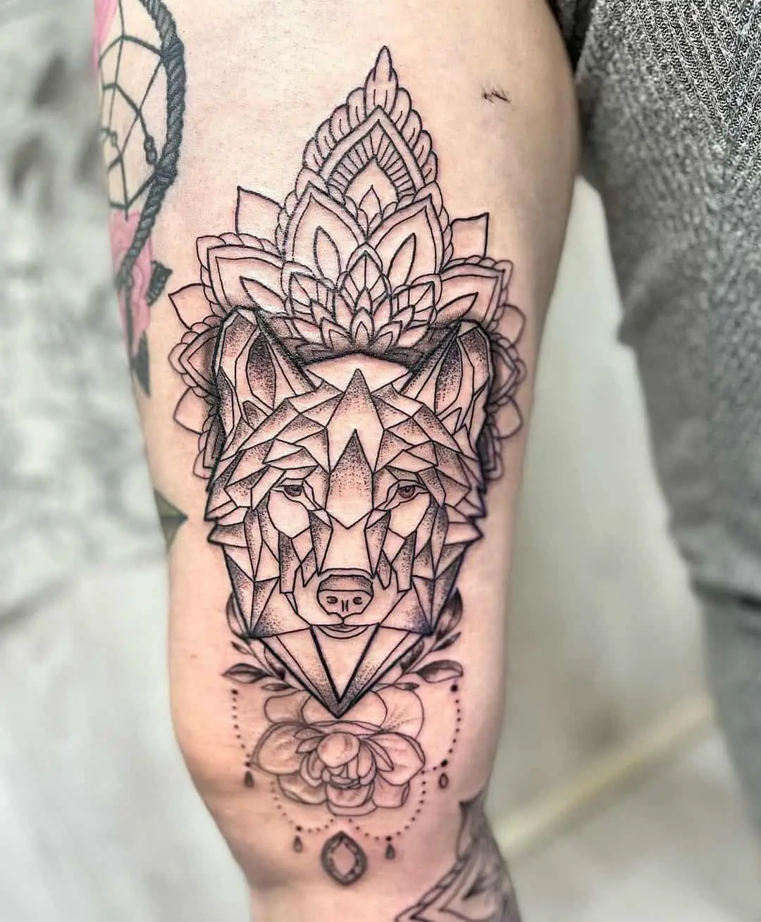 mandala wolf tattoo by inkandpride