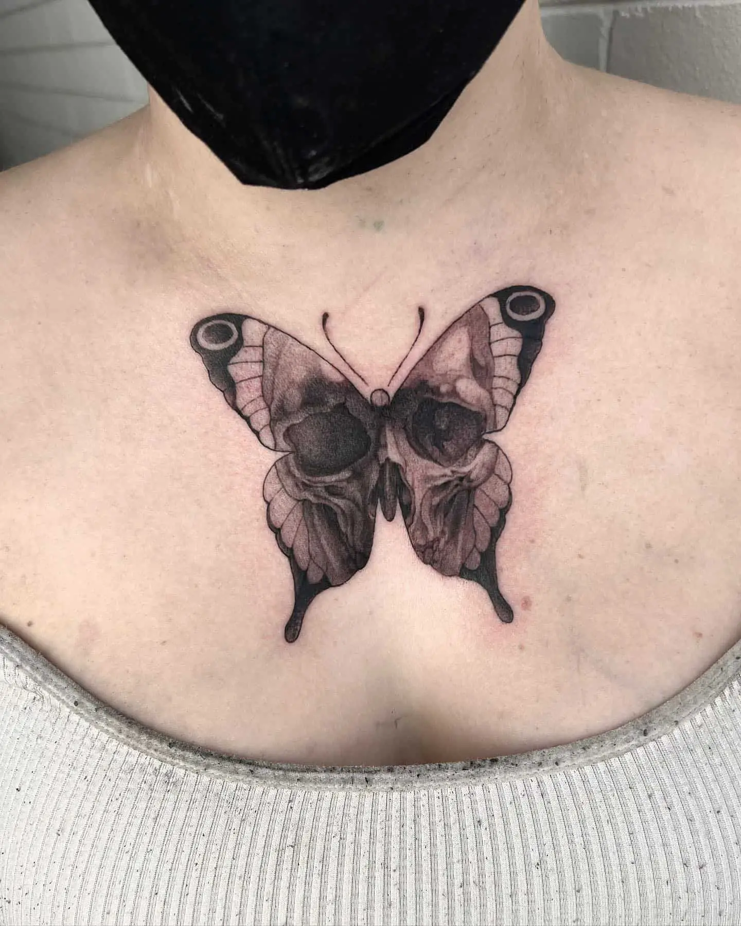skull wing design butterfly tattoo