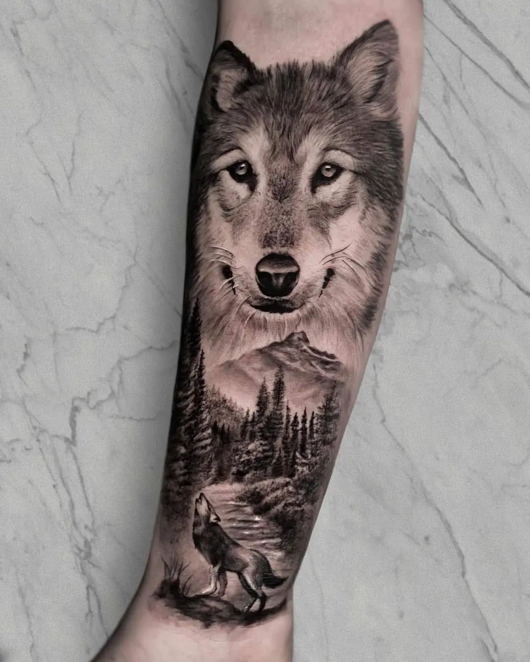 wolf forearm tattoo by dani stone artist