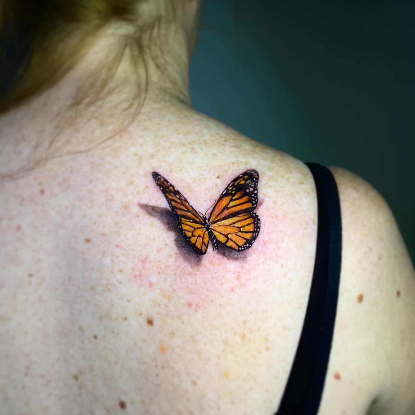 yellow 3d butterfly tattoo