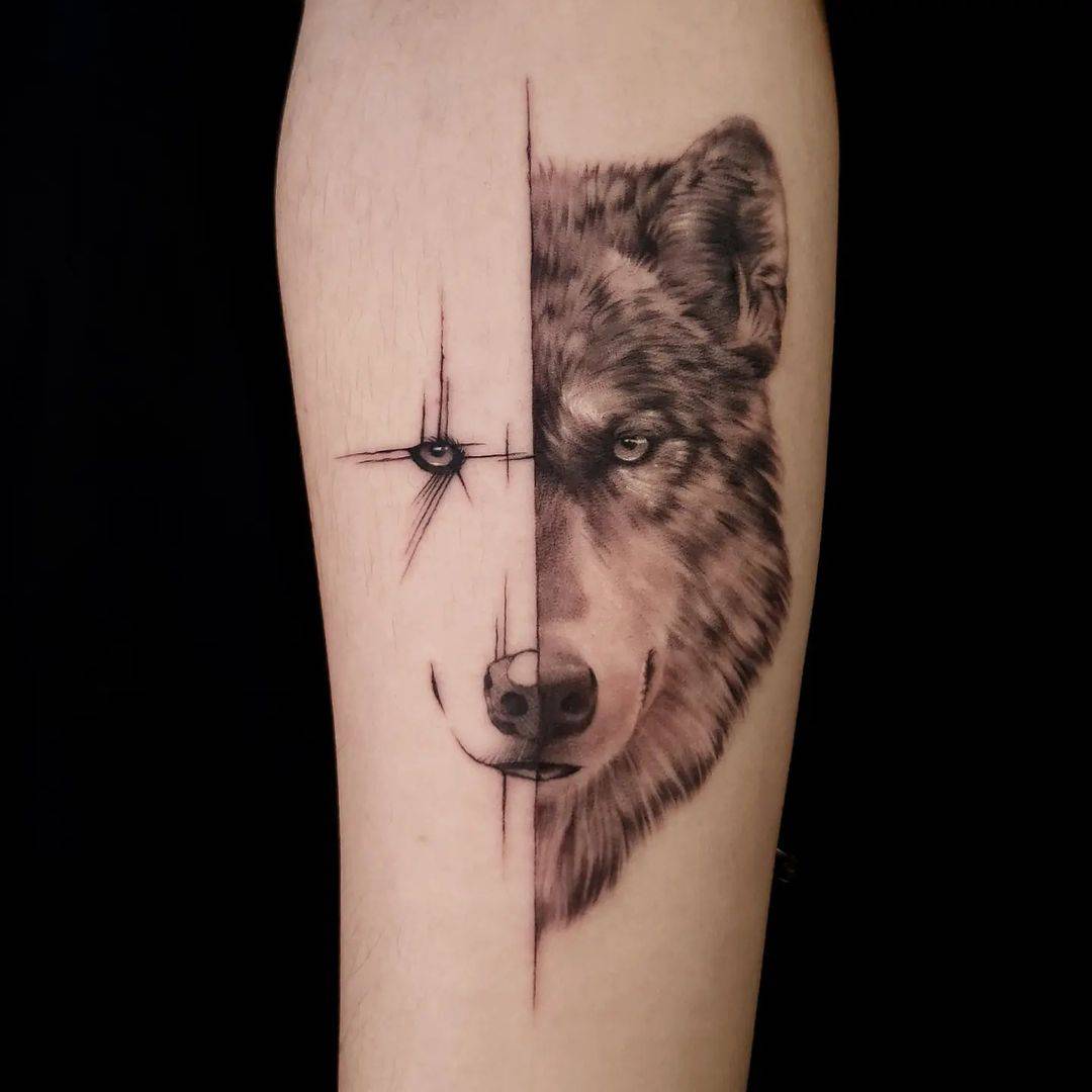 yeonhan tattoo wolf face tattoo on forearm
