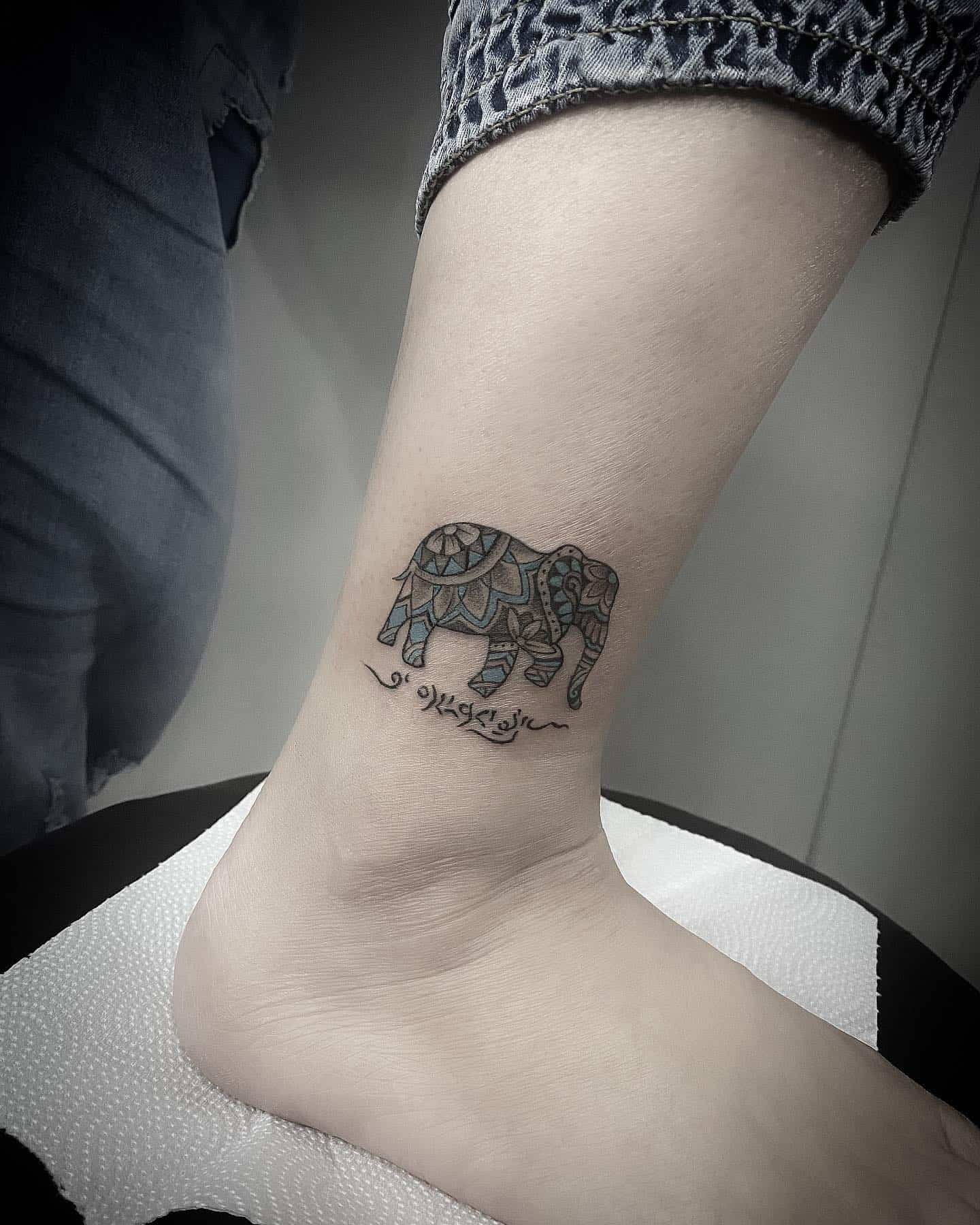 Indian design elephant tattoo