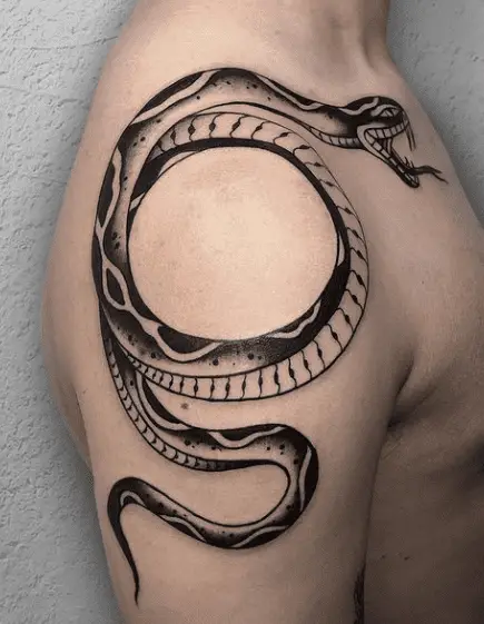 Black snake tattoo on the shoulder  Tattoogridnet