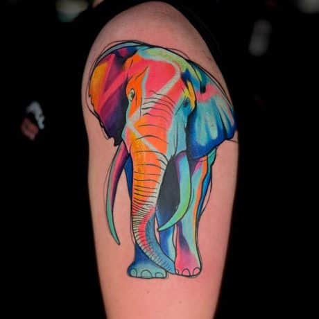 colored elephant tattoo 