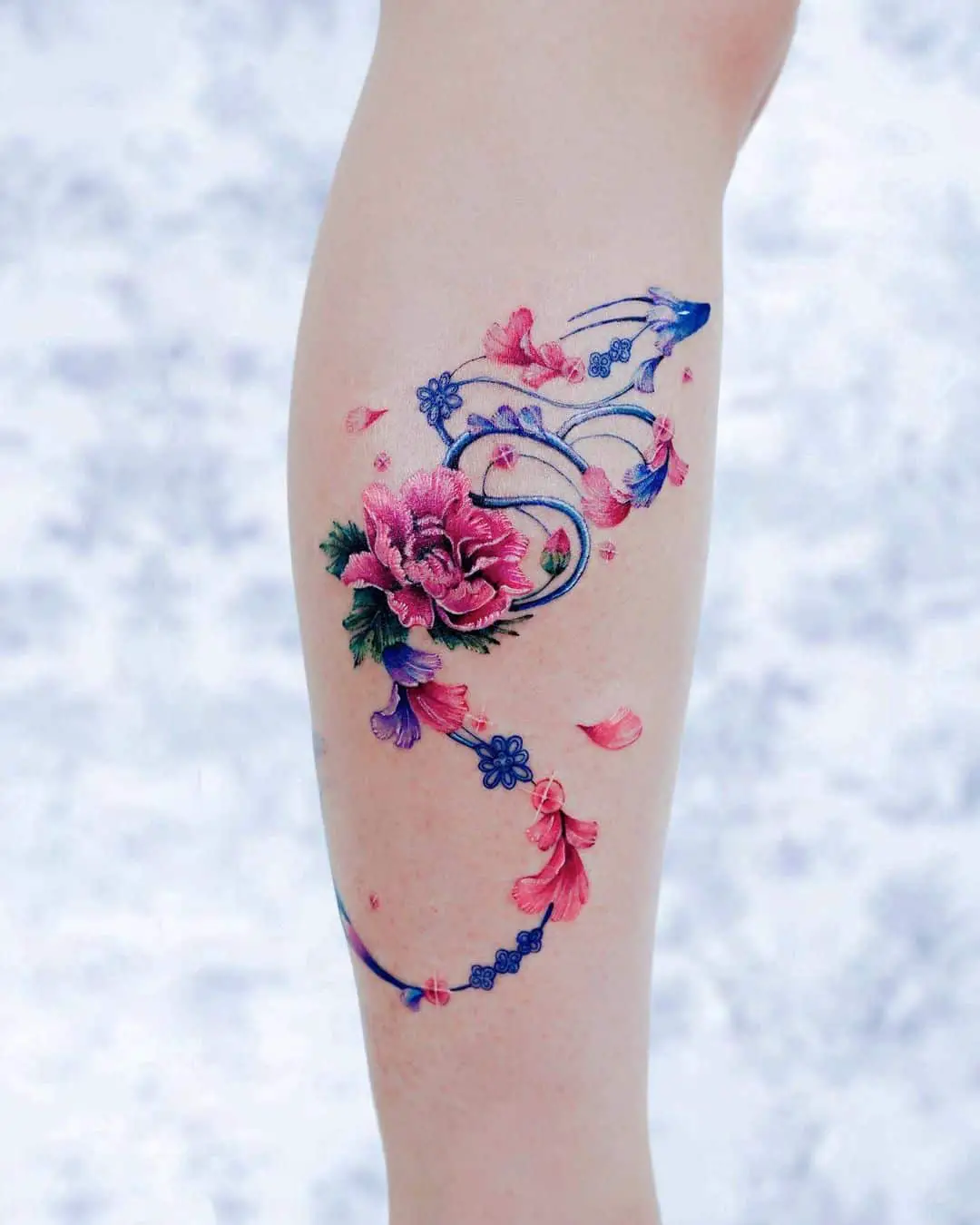 dragon and flower tattoo 