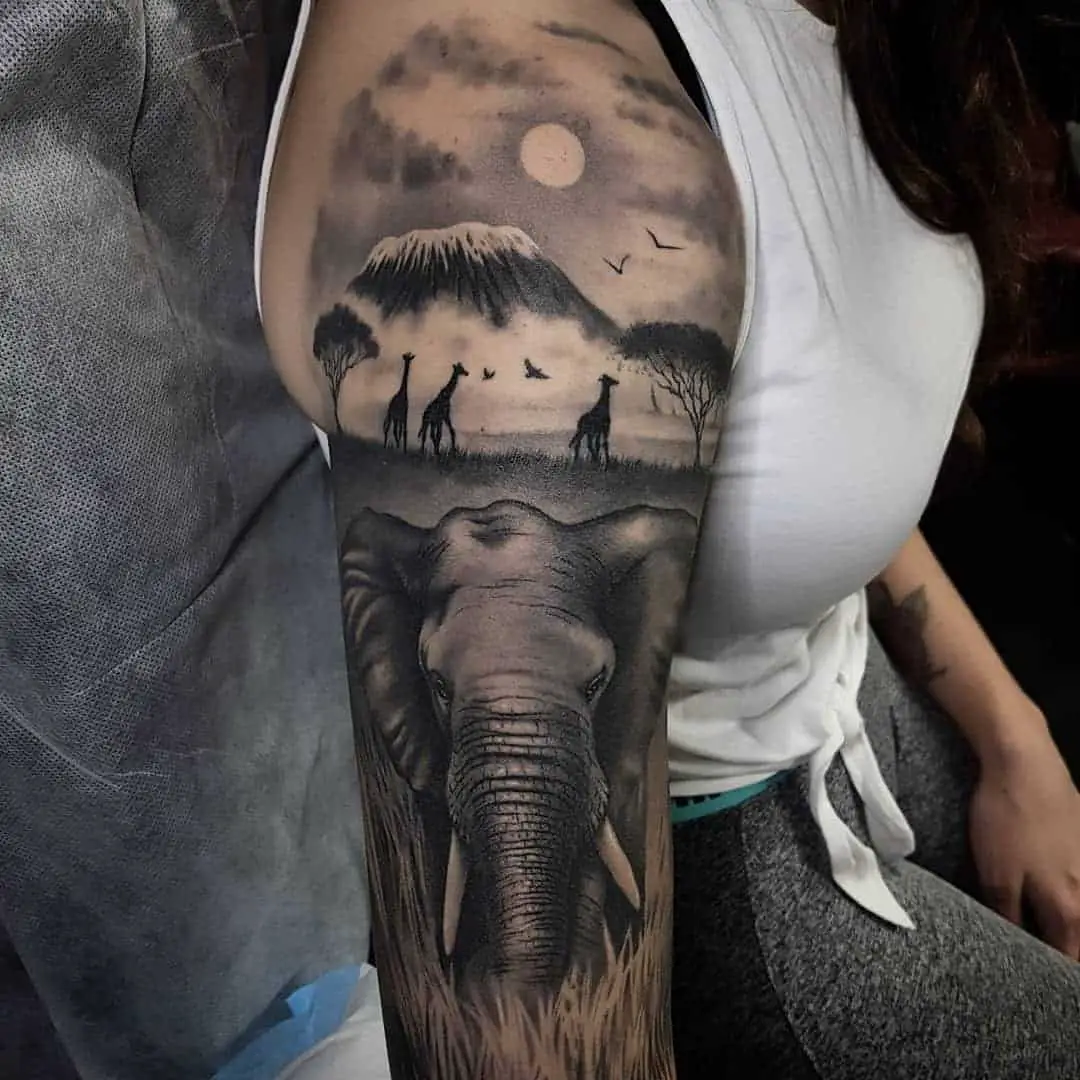 elephant and jungle elephant tattoo
