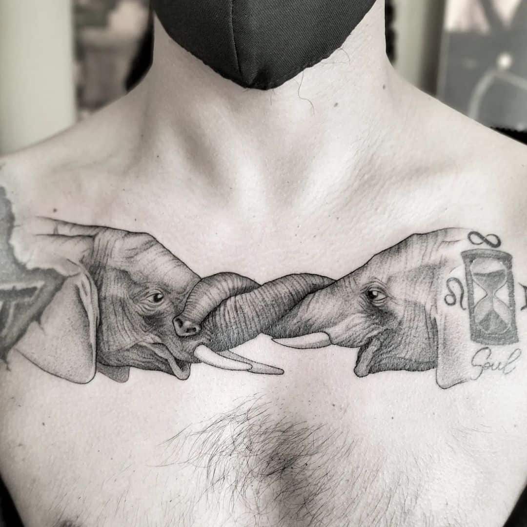 elephant tattoo on chest