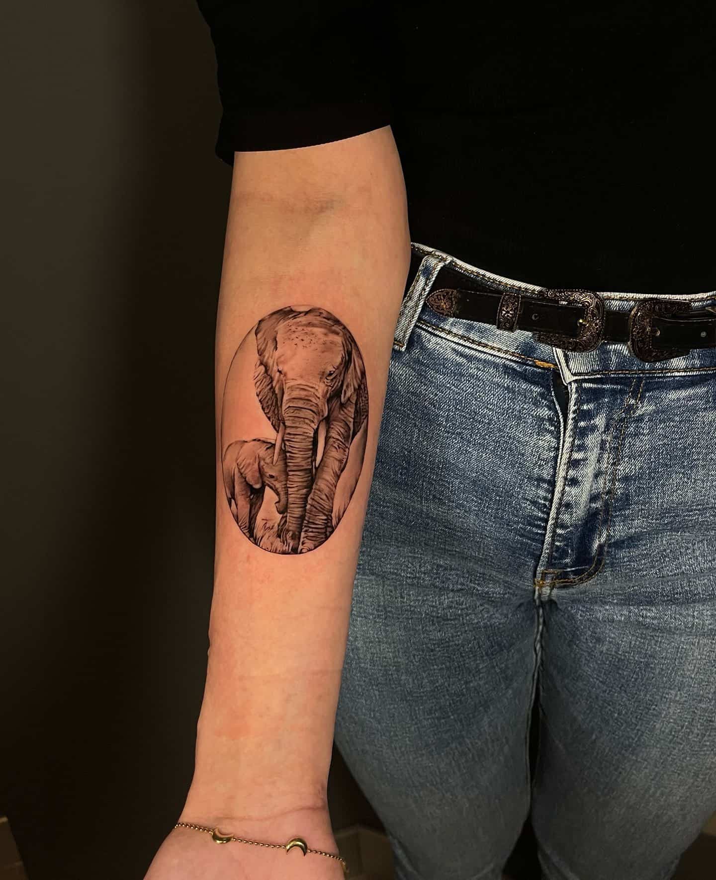 elephant tattoo on forearm 