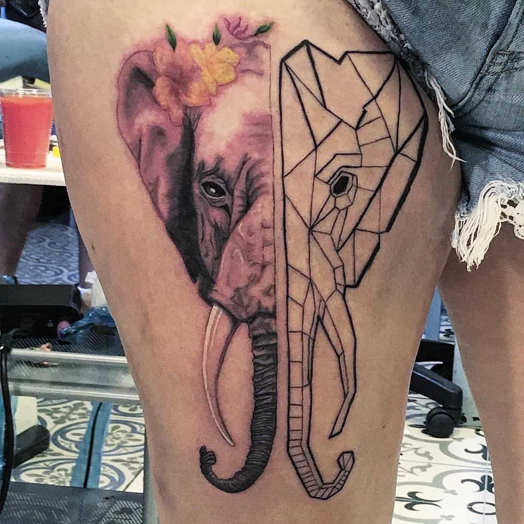 geometric elephant tattoo 