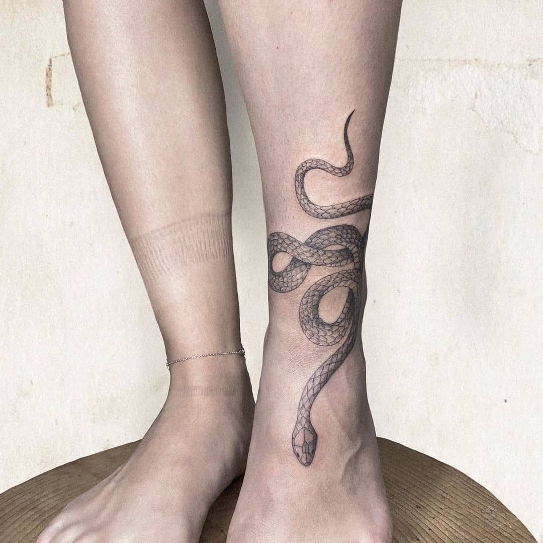 snake tattoo on ankle 