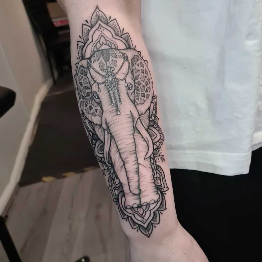 mandala elephant tattoo