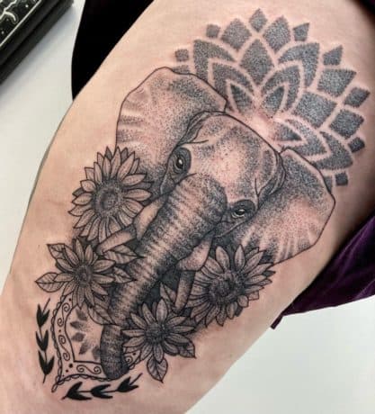 mandala elephant tattoo