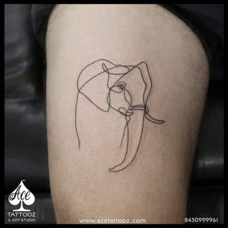 outline tattoo of elephant