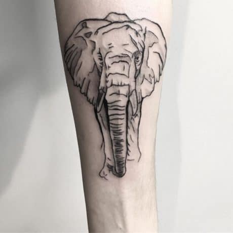 outline tattoo of elephant