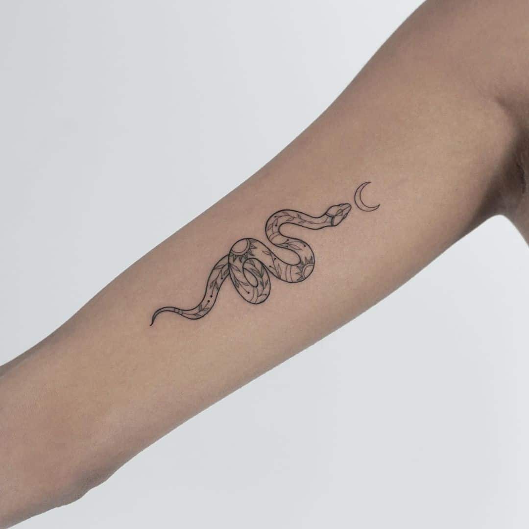 Snake Heart Cute Traditional Flash Tattoo