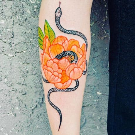 new traditional style snake tattoo