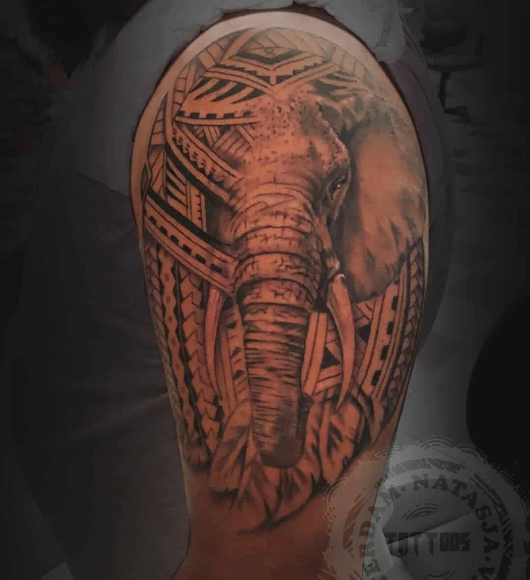 tribal elephant tattoo by natasja van amsterdam tattoos