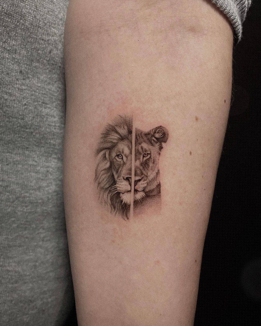 lion and lioness tattoo