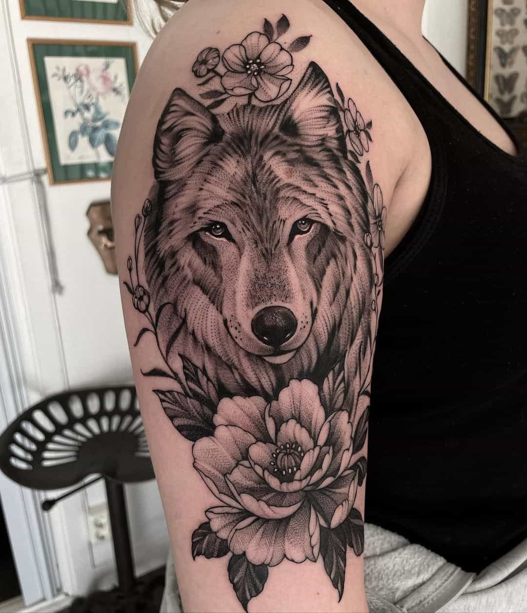 wolf portrait tattoo