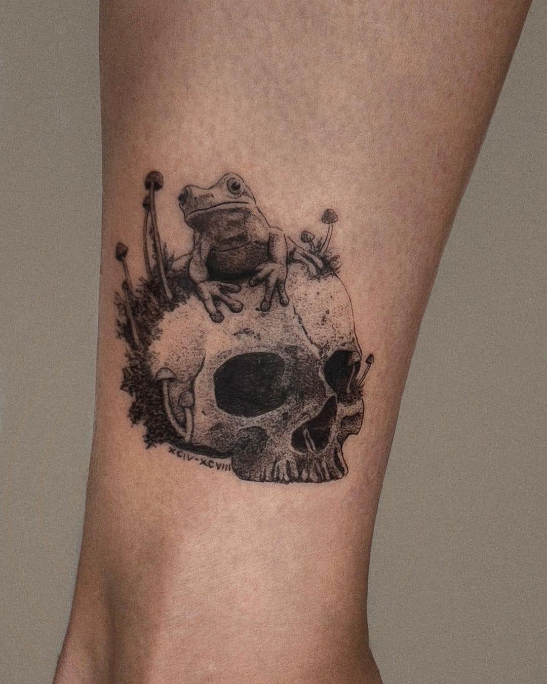 skull and frog tattoo