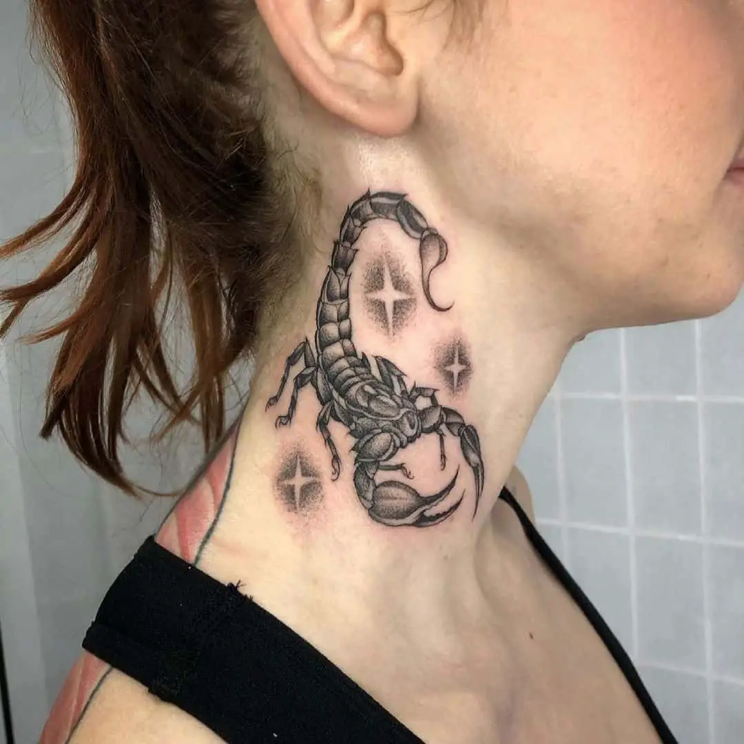 scorpion tattoo on neck

